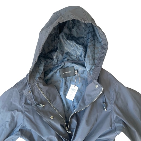 Coach Navy Unisex Hooded Raincoat Parka |Tag S Fits XXL/2X |NWT Rare Korea Issue - Picture 1 of 16